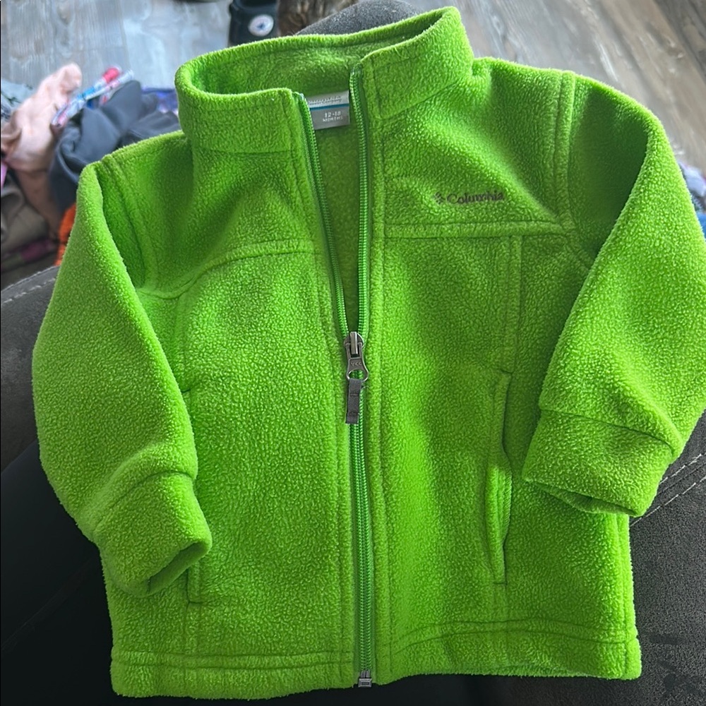 Columbia Green Puffer Jacket with High Collar